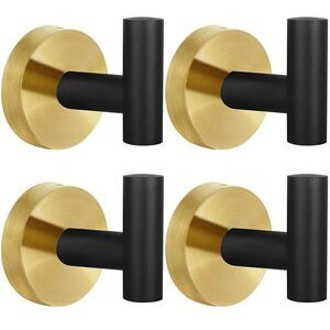 4 Packs Towel Hooks Bathroom Coat Robe Clothes Hook Black GOLD Door Hanger